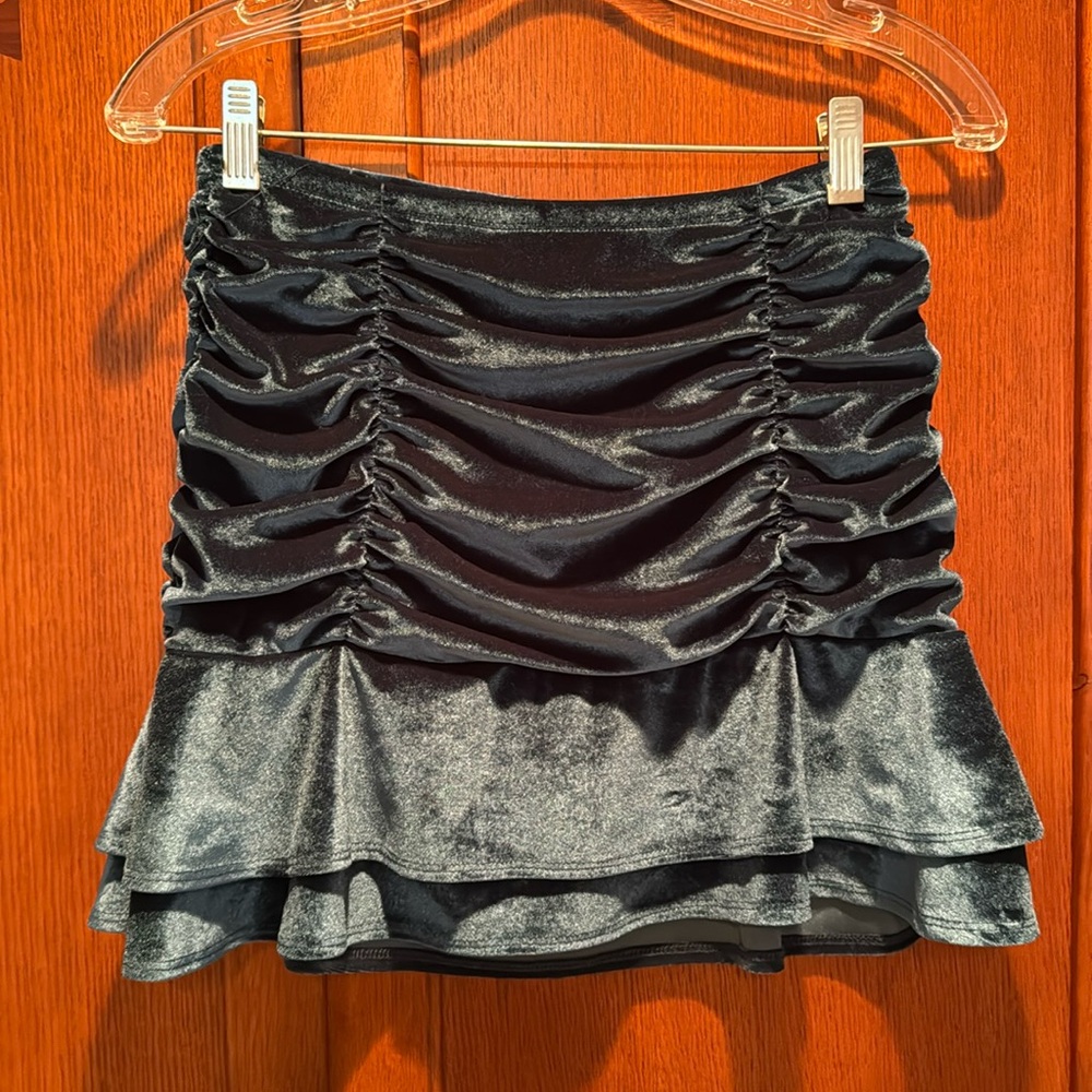 NEW Velvety Dark Teal Mini Skirt (XS)